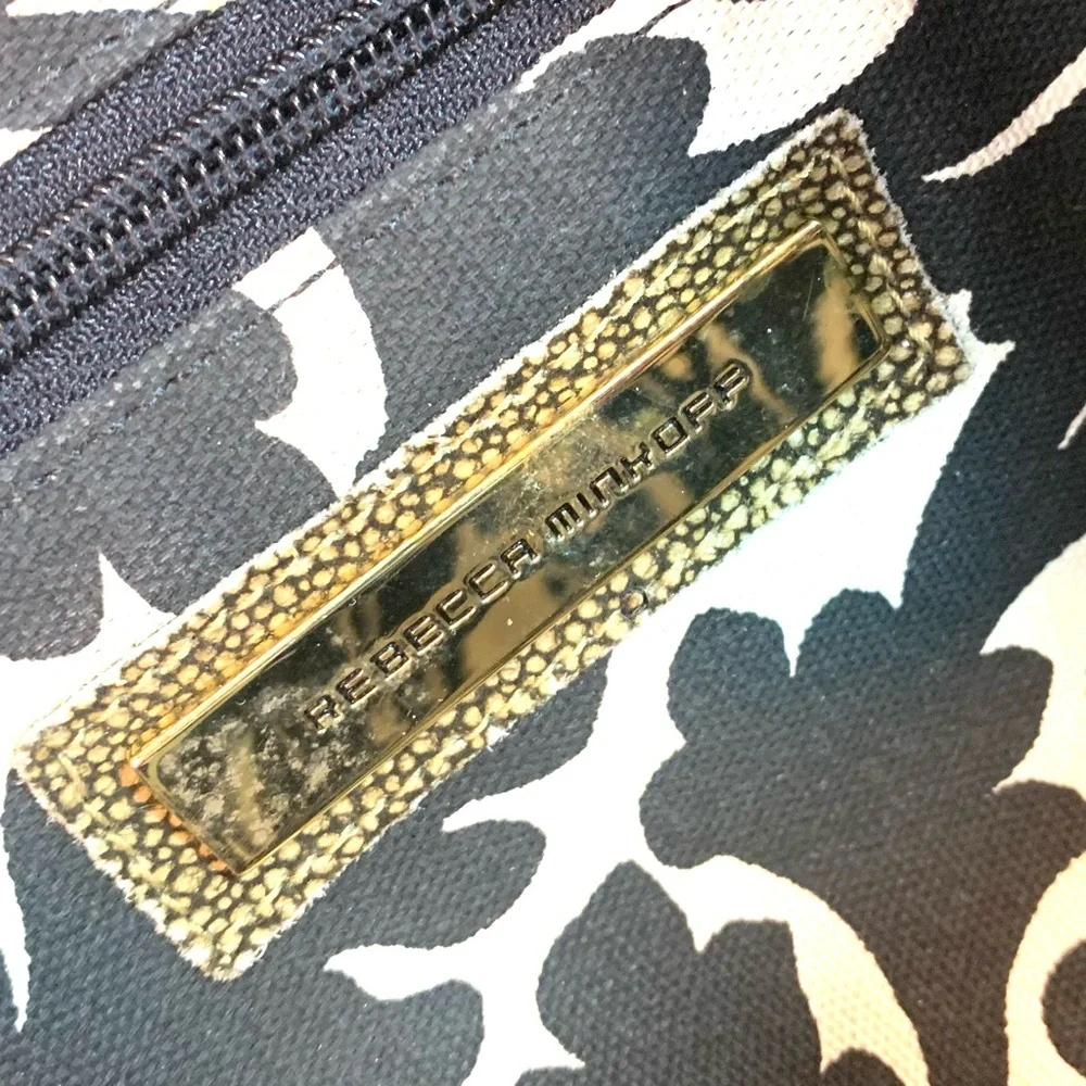 REBECCA MINKOFF Laptop Tablet Business Clutch Case Brown & Metallic Leather